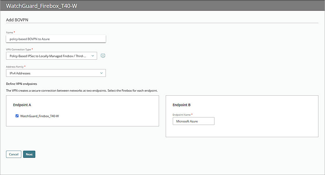 Screenshot of WGC, WGC defined VPN endpoints